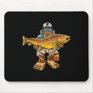 Brown Trout River Fishing Bigfoot Hunting Fisherme Mouse Pad