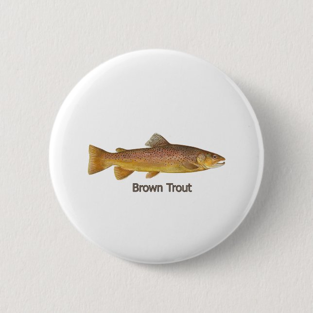 Brown Trout (titled) 6 Cm Round Badge (Front)
