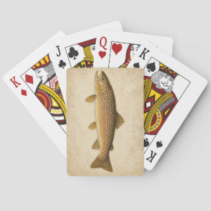 Brown Trout Vintage Fish Watercolor Playing Cards