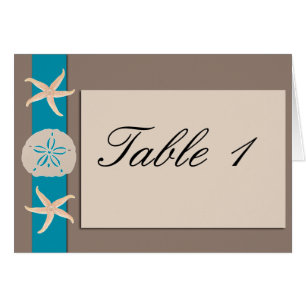 Brown Turquoise Band Starfish Table Number tent