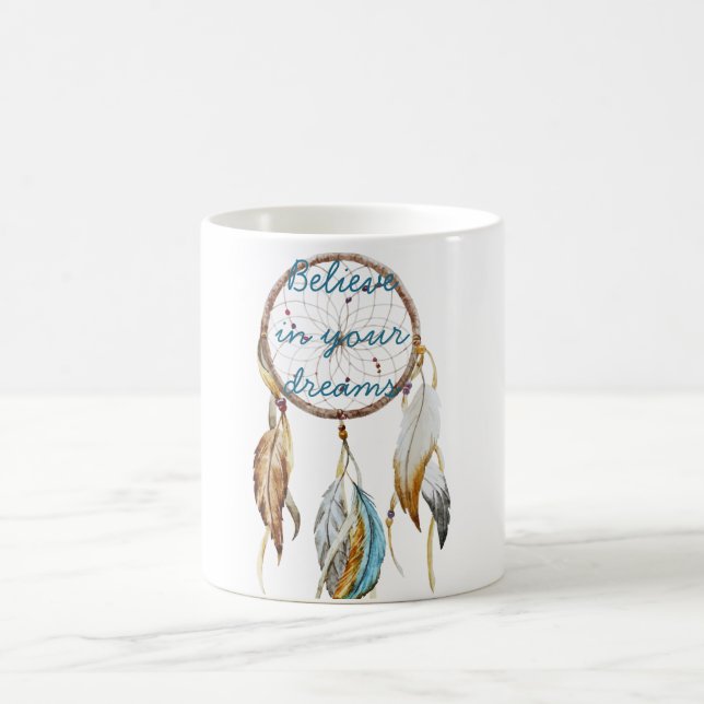 Brown Turquoise Dream Catcher Coffee Mug (Center)