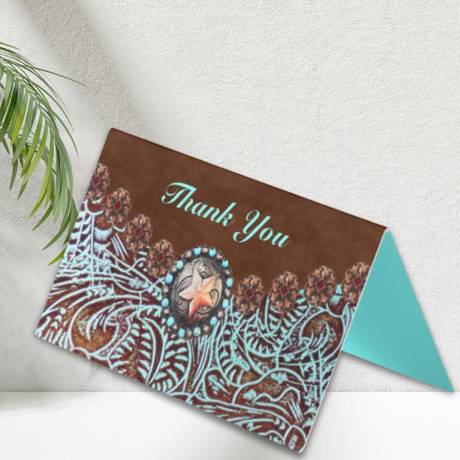 brown turquoise western country tooled leather business card (brown turquoise western country tooled leather business card)