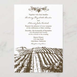 Brown Tuscan Winery Vineyard Wedding Invitations