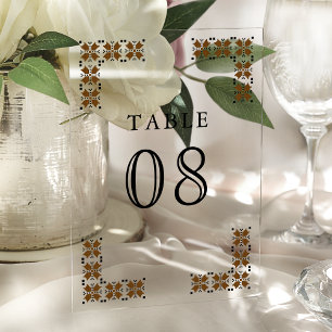 Brown Ukrainian Wedding Acrylic Table Number