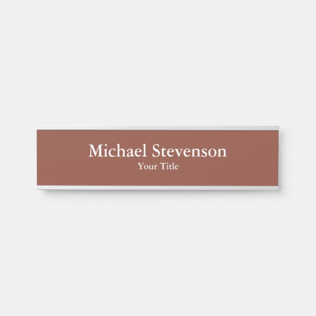 Brown Unique Elegant Modern Minimalist Door Sign (Front)