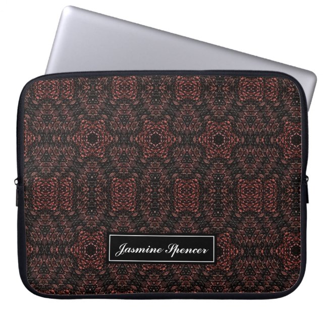 Brown unique snake skin pattern laptop sleeve (Front)