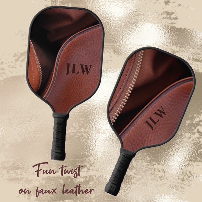 Brown Unzipped  faux Leather Personalised Pickleball Paddle (Creator Uploaded)