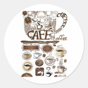 brown vector coffee classic round sticker