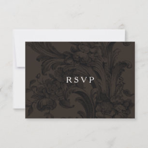 Brown Victorian ornamental RSVP w meal choices Card