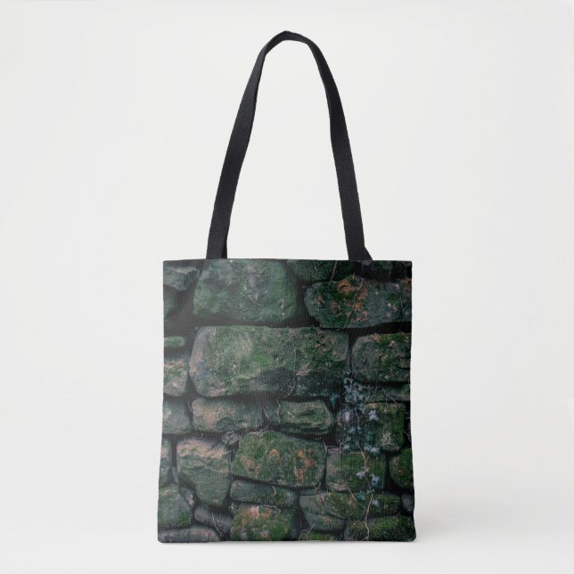 Brown vines on stacked stone blocks tote bag (Front)