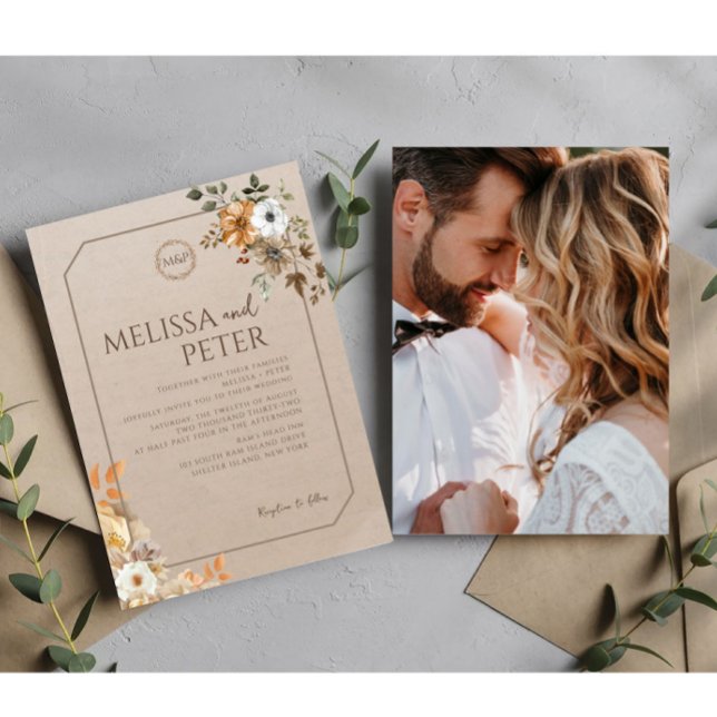 Brown Vintage | Autumn Winter Wedding  Invitation (Creator Uploaded)