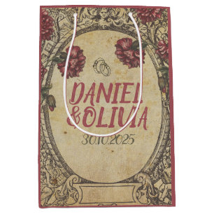 Brown Vintage Classic Wedding Medium Gift Bag