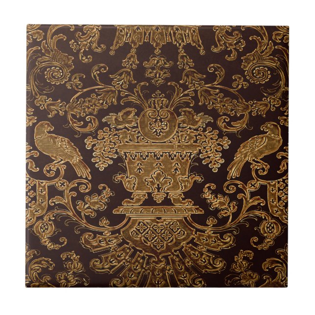Brown vintage design ceramic tile (Front)