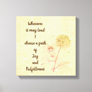 Brown vintage flower fairy inspirational quote canvas print