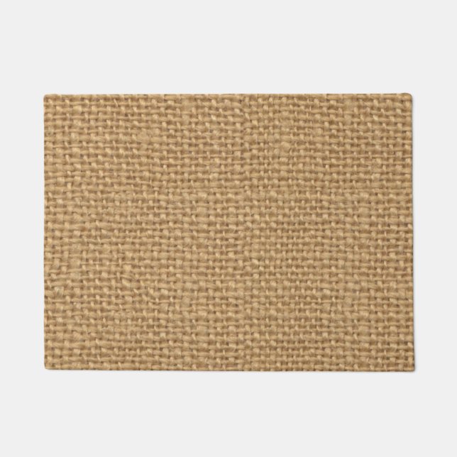Brown vintage rustic burlap texture doormat (Front)