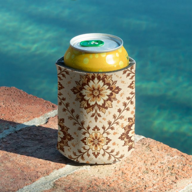 Brown vintage shabby pattern can cooler (In Situ Pool)