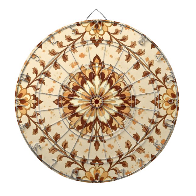 Brown vintage shabby pattern dartboard (Front)
