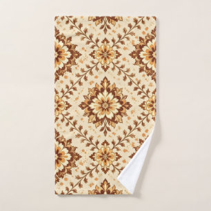 Brown vintage shabby pattern hand towel