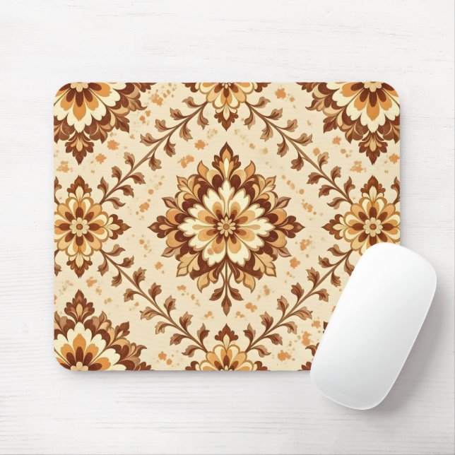 Brown vintage shabby pattern mouse pad (With Mouse)