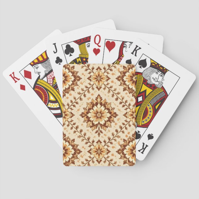 Brown vintage shabby pattern playing cards (Back)