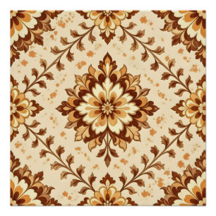 Brown vintage shabby pattern poster