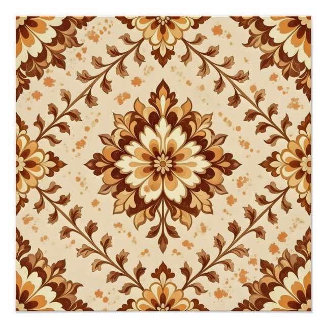 Brown vintage shabby pattern poster (Front)