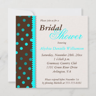 Brown w/Turquoise Dots Bridal Shower Invitation