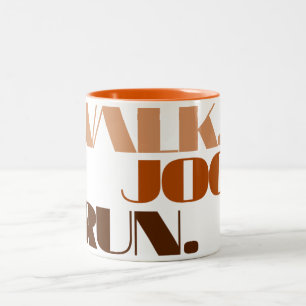 BROWN WALK JOG RUN (font CHUNKY) Two-Tone Coffee Mug