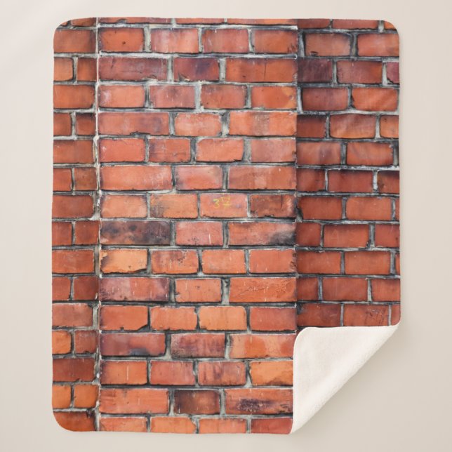 Brown wall brick sherpa blanket (Front)