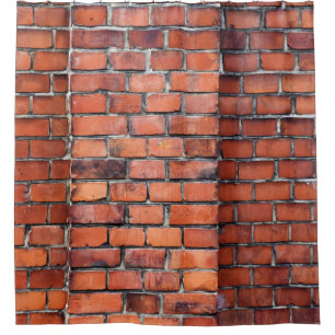 Brown wall brick shower curtain