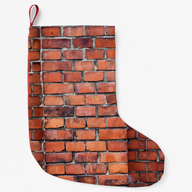 Brown wall brick small christmas stocking (Front)