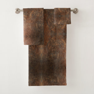 Brown wall texture bath towel set