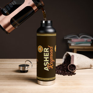 Brown Water Bottle with Name