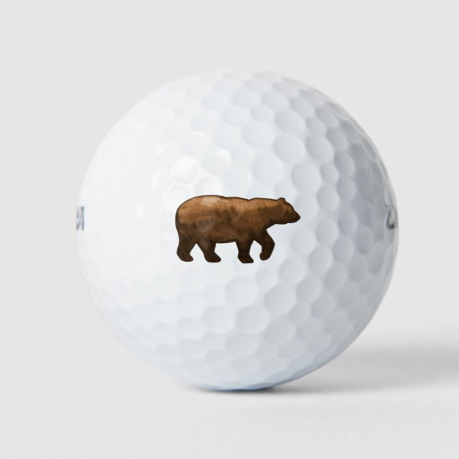 Brown Watercolor Bear Golf Balls (Front)