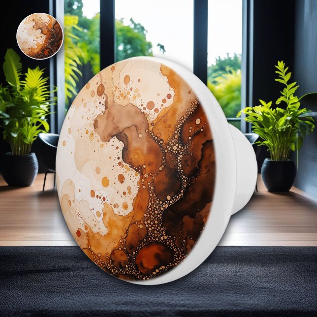 Brown Watercolor Earthy Colours Ceramic Knob (Creator Uploaded)