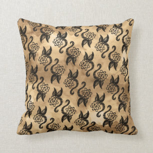 Brown Watercolor Floral Pillow