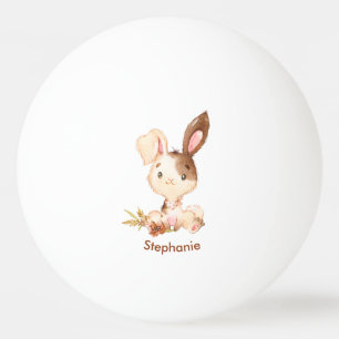 Brown Watercolor Little Bunny Ping Pong Ball