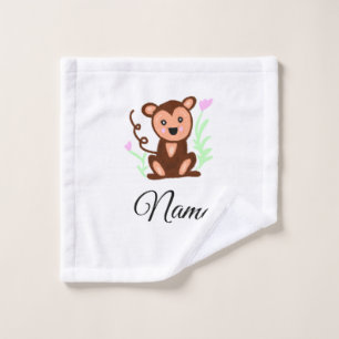 brown watercolor monkey animal add name text wash cloth