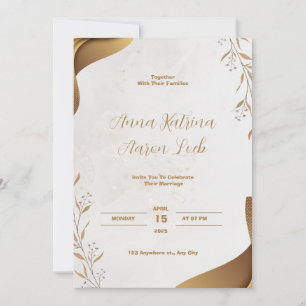 Brown Watercolor Wedding Party Invitation