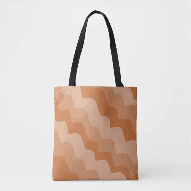 Brown wavy ocean waves gradient  tote bag (Front)