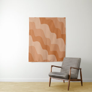 Brown wavy ocean waves pattern  tapestry