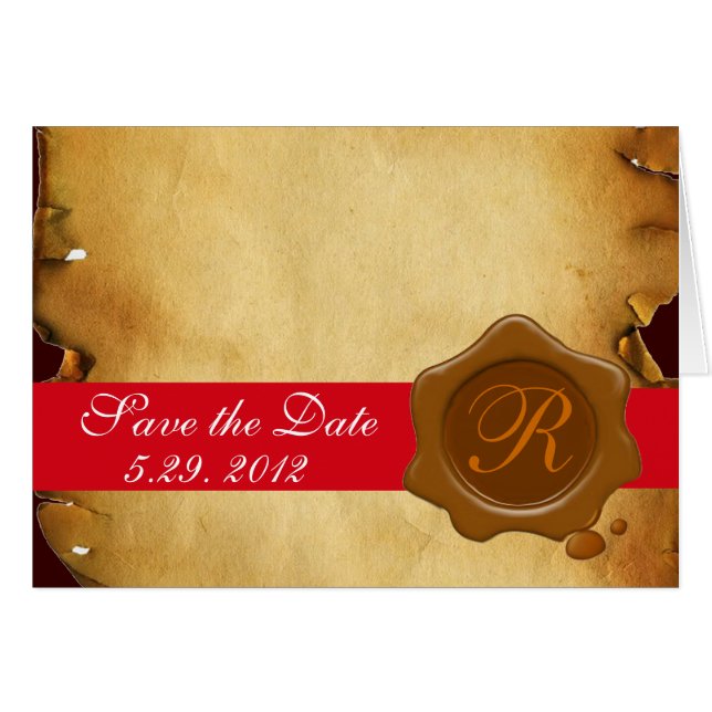 BROWN WAX SEAL MONOGRAM,  PARCHMENT (Front Horizontal)