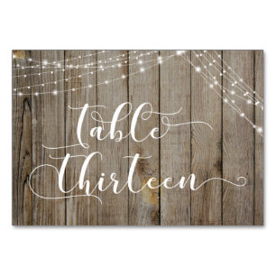 Brown Weathered Wood & Lights Table Thirteen Card