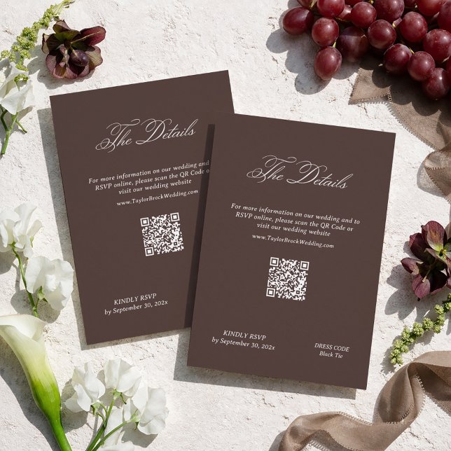 Brown Wedding Details Qr Code Enclosure Card (Creator Uploaded)