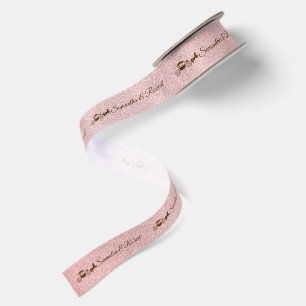 Brown Wedding Horse Carriage On Pink Glitter Satin Ribbon