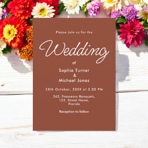 Brown Wedding Terracotta Minimalist Invitation