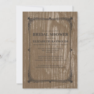 Brown Western Barn Wood Bridal Shower Invitations