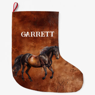 Brown Western Horse Large Christmas Stocking