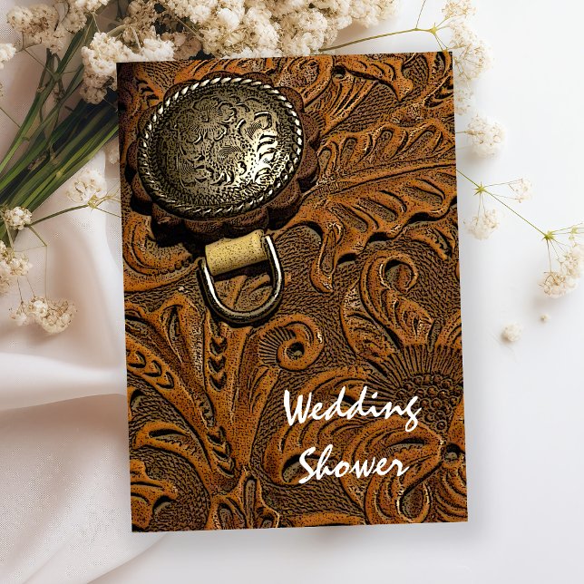 Brown Western Horse Saddle Couples Wedding Shower Invitation (Creator Uploaded)