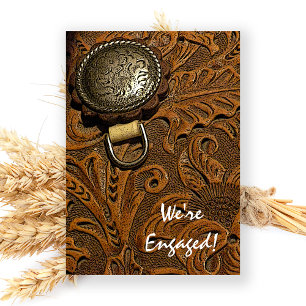Brown Western Horse Saddle Engagement Party Invitation